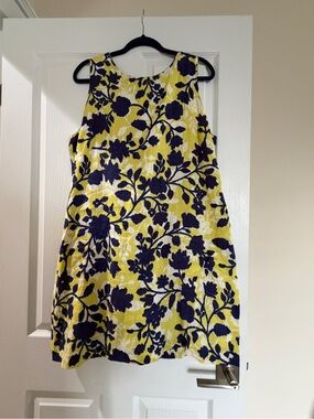Tyler Boe Yellow and Navy Blue Floral Mini Dress